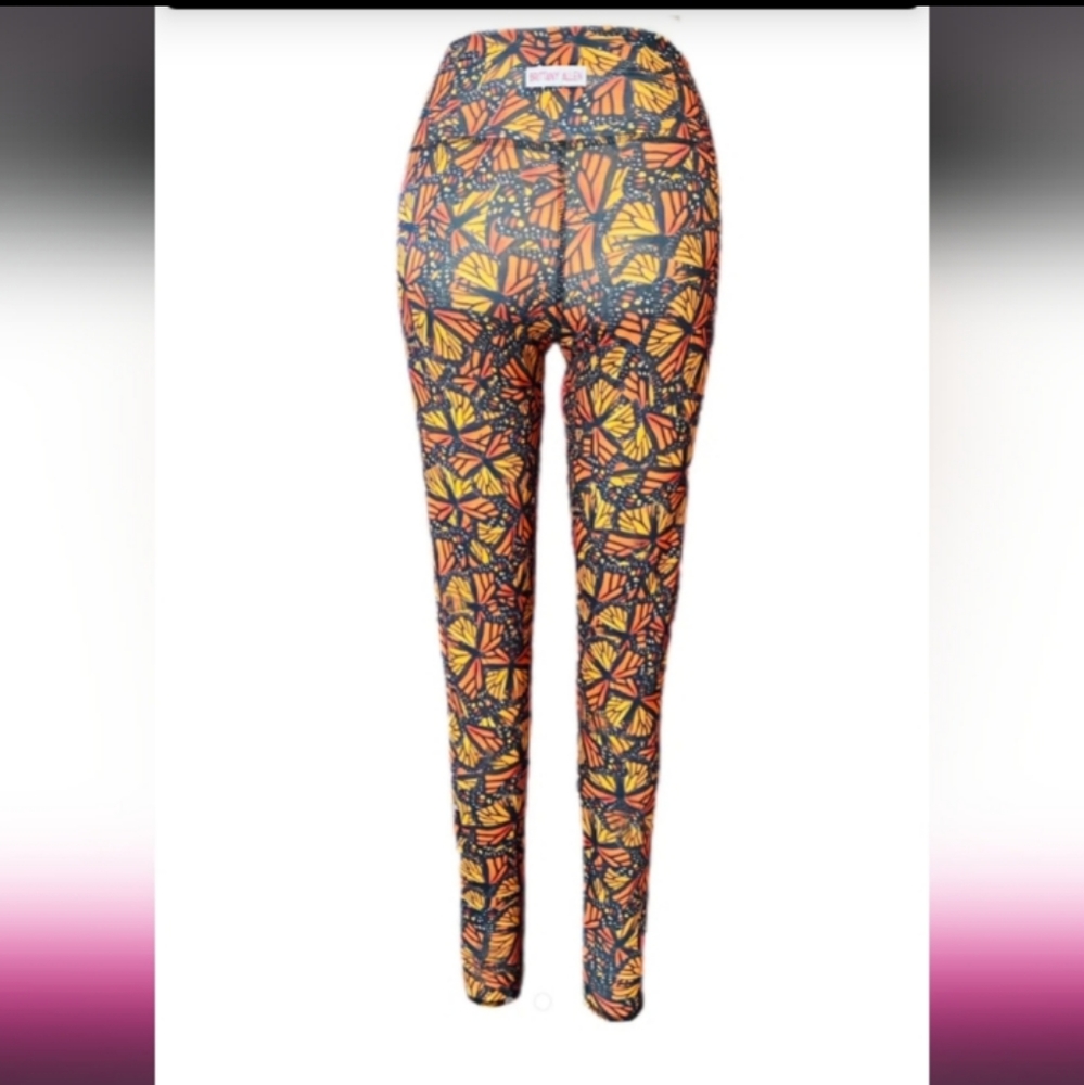 BRITTANY ALLEN Monarch Print Full Length Leggings Size XS.